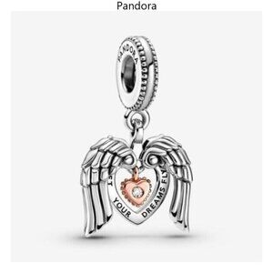 Pandora Club 2021 Angel Wings & Heart Dangle Charm